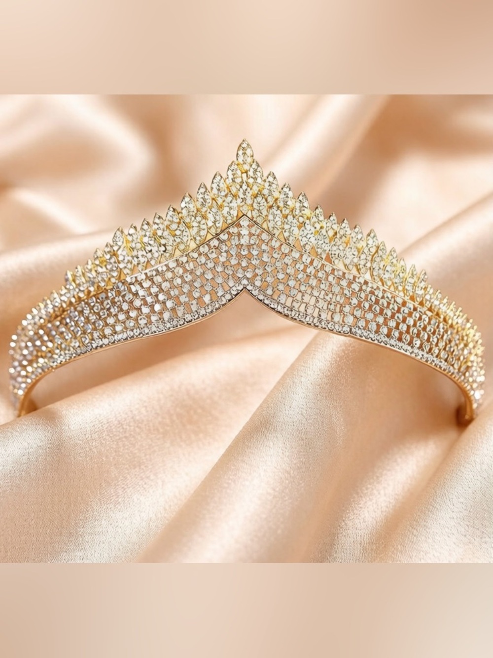 Gold Crystal Bridal Tiara Headband - Elegant Wedding Hair Accessory